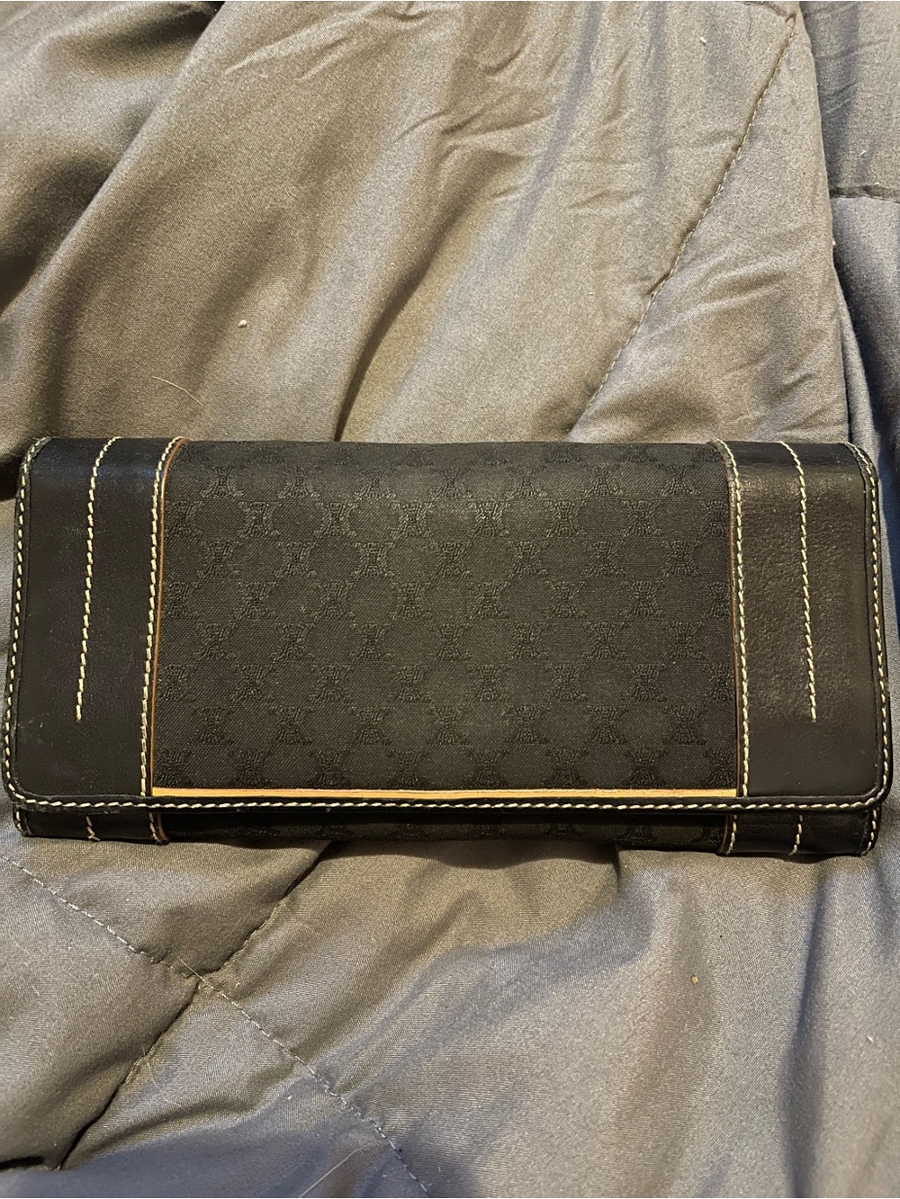 Celine Black Signature Pattern Continental Wallet